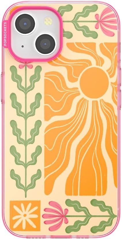 image:imagePopSockets iPhone 13 Pro Max Phone Case with MagSafe Wireless Charging Compatible Checkered Blush GinghamDesert Mosaic