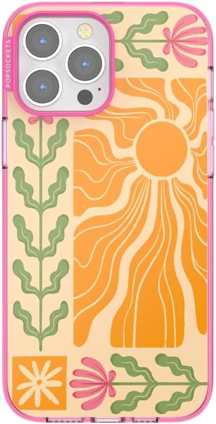 image:imagePopSockets iPhone 13 Pro Max Phone Case with MagSafe Wireless Charging Compatible Checkered Blush GinghamDesert Mosaic
