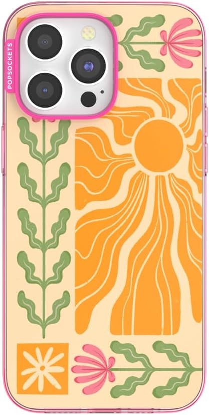 image:imagePopSockets iPhone 13 Pro Max Phone Case with MagSafe Wireless Charging Compatible Checkered Blush GinghamDesert Mosaic