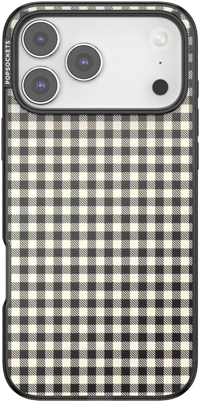 image:imagePopSockets iPhone 13 Pro Max Phone Case with MagSafe Wireless Charging Compatible Checkered Blush GinghamGingham