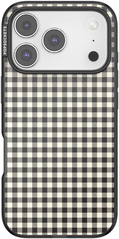 image:imagePopSockets iPhone 13 Pro Max Phone Case with MagSafe Wireless Charging Compatible Checkered Blush GinghamGingham