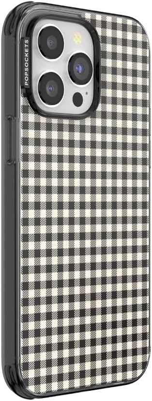 image:imagePopSockets iPhone 13 Pro Max Phone Case with MagSafe Wireless Charging Compatible Checkered Blush GinghamGingham