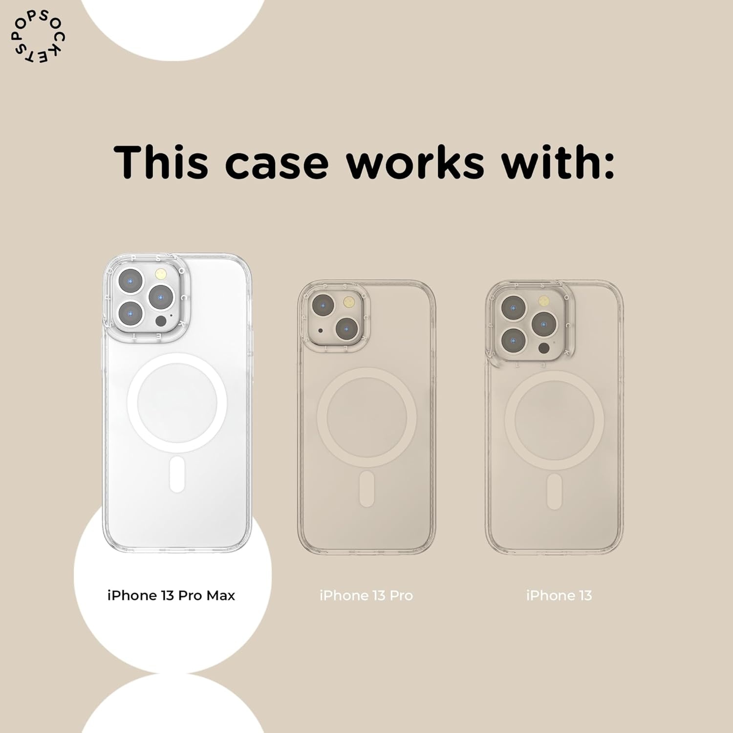 image:imagePopSockets iPhone 13 Pro Max Phone Case with MagSafe Wireless Charging Compatible Checkered Blush GinghamGingham