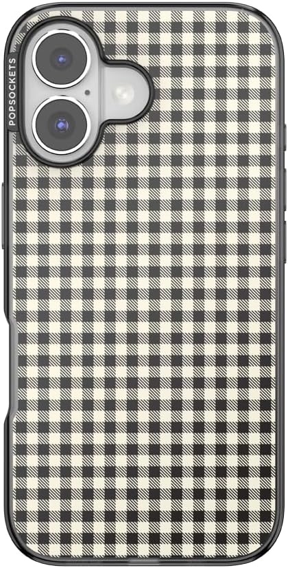 image:imagePopSockets iPhone 13 Pro Max Phone Case with MagSafe Wireless Charging Compatible Checkered Blush GinghamGingham