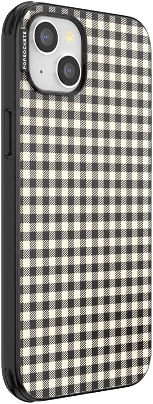 image:imagePopSockets iPhone 13 Pro Max Phone Case with MagSafe Wireless Charging Compatible Checkered Blush GinghamGingham