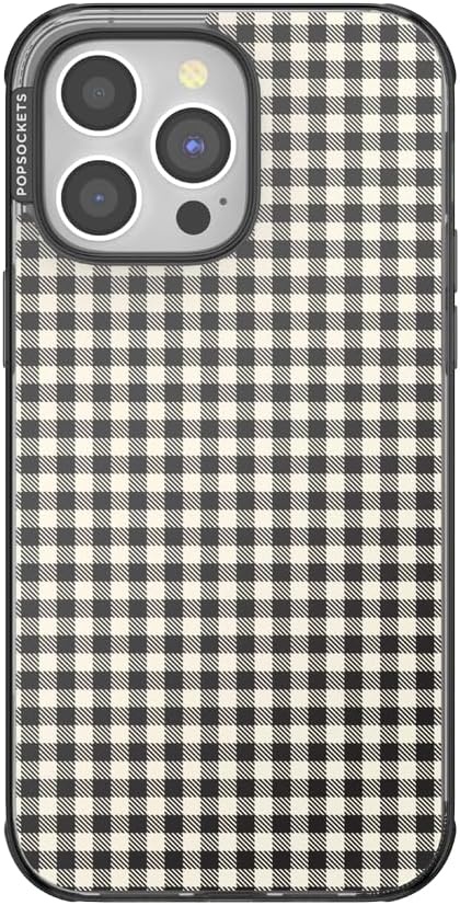 image:imagePopSockets iPhone 13 Pro Max Phone Case with MagSafe Wireless Charging Compatible Checkered Blush GinghamGingham