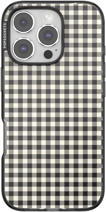 image:imagePopSockets iPhone 13 Pro Max Phone Case with MagSafe Wireless Charging Compatible Checkered Blush GinghamGingham