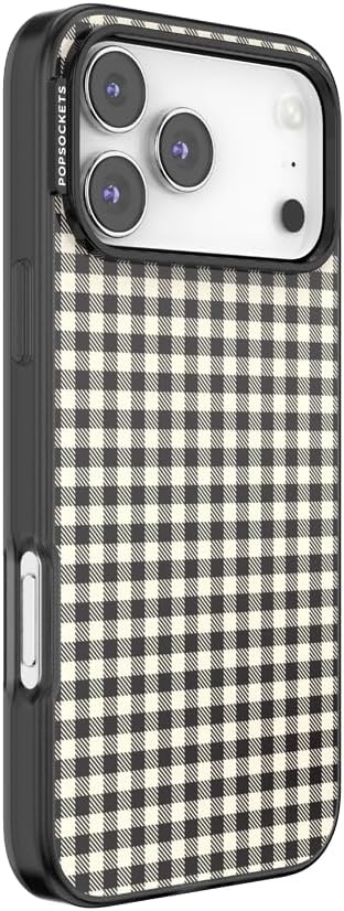 image:imagePopSockets iPhone 13 Pro Max Phone Case with MagSafe Wireless Charging Compatible Checkered Blush GinghamGingham
