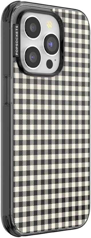 image:imagePopSockets iPhone 13 Pro Max Phone Case with MagSafe Wireless Charging Compatible Checkered Blush GinghamGingham
