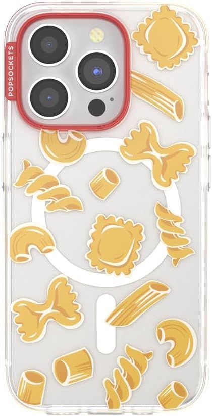 image:imagePopSockets iPhone 13 Pro Max Phone Case with MagSafe Wireless Charging Compatible Checkered Blush GinghamPasta Pasta