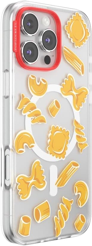 image:imagePopSockets iPhone 13 Pro Max Phone Case with MagSafe Wireless Charging Compatible Checkered Blush GinghamPasta Pasta