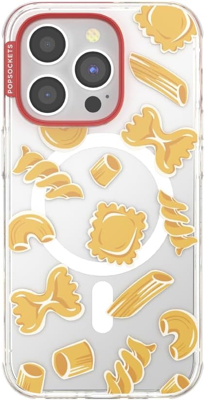 image:imagePopSockets iPhone 13 Pro Max Phone Case with MagSafe Wireless Charging Compatible Checkered Blush GinghamPasta Pasta
