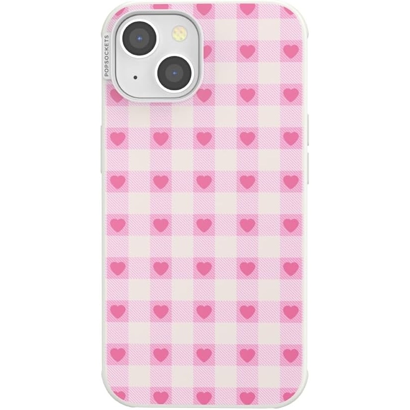 image:imagePopSockets iPhone 13 Phone Case with MagSafe Wireless Charging Compatible Checkered  Blush GinghamBlush Gingham