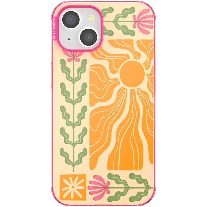 image:imagePopSockets iPhone 13 Phone Case with MagSafe Wireless Charging Compatible Checkered Blush GinghamDesert Mosaic