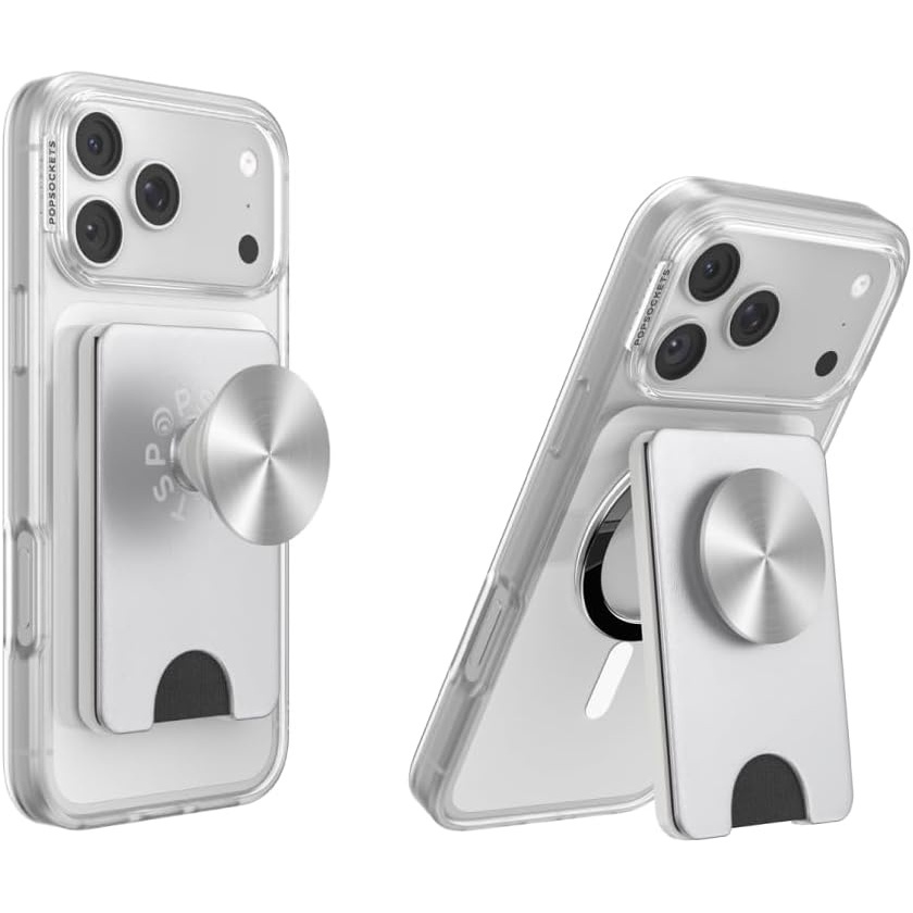 image:imagePopSockets KickOut Wallet for MagSafe Adjustable Kickstand Magnetic Stand Green  Knurl ForestSilver Radial