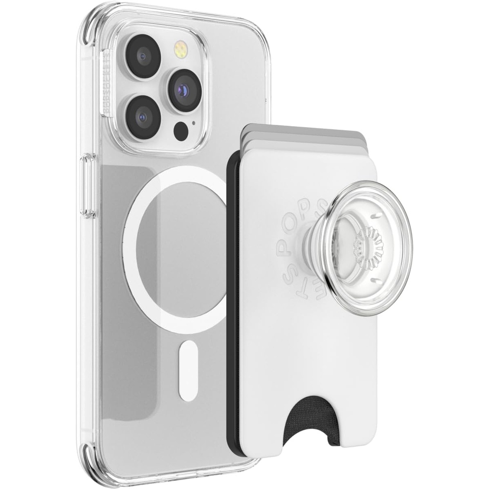 image:imagePopSockets KickOut Wallet for MagSafe Adjustable Kickstand Magnetic Stand Green  Knurl ForestWhite Clear