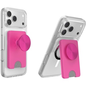 PopSockets Kick-Out Wallet for MagSafe, Adjustable Kickstand, Magnetic Stand, Green – Knurl Forest(Fuchsia)