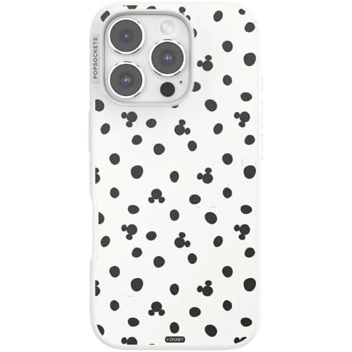 image:imagePopSockets iPhone 16 Pro Phone Case with MagSafe Wireless Charging Compatible Disney  Mickey Polka Dot White