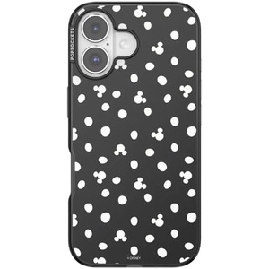 PopSockets iPhone 16 Phone Case with MagSafe, Wireless Charging Compatible, Disney – Mickey Polka Dot Black