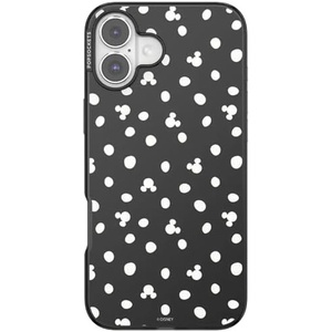 PopSockets iPhone 16 Plus Phone Case with MagSafe, Wireless Charging Compatible, Disney – Mickey Polka Dot Black
