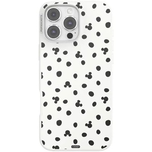 PopSockets iPhone 16 Pro Max Phone Case with MagSafe, Wireless Charging Compatible, Disney – Mickey Polka Dot White