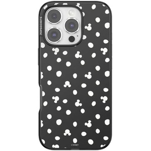 PopSockets iPhone 16 Pro Phone Case with MagSafe, Wireless Charging Compatible, Disney – Mickey Polka Dot Black