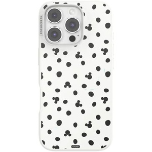 PopSockets iPhone 16 Pro Phone Case with MagSafe, Wireless Charging Compatible, Disney – Mickey Polka Dot White