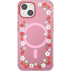 PopSockets iPhone 13 Pro Max Case Compatible with MagSafe, Phone Case for iPhone 13 Pro Max, Wireless Charging Compatible – Cherry Bows(Strawberry Frame)
